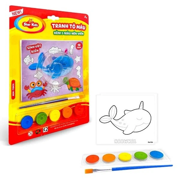 Bộ đồ chơi tranh tô màu kèm 5 màu nén viên Star Kids - Mẫu ngẫu nhiên 1