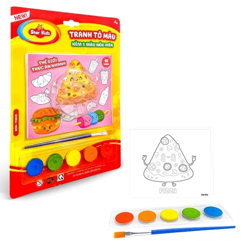 Bộ đồ chơi tranh tô màu kèm 5 màu nén viên Star Kids - Mẫu ngẫu nhiên 8