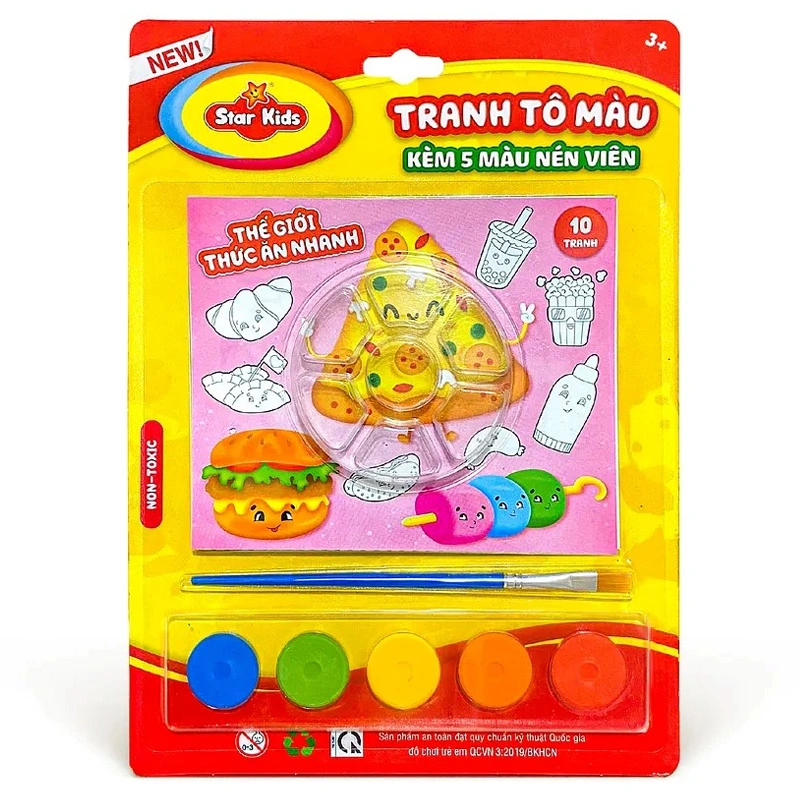 Bộ đồ chơi tranh tô màu kèm 5 màu nén viên Star Kids - Mẫu ngẫu nhiên 9