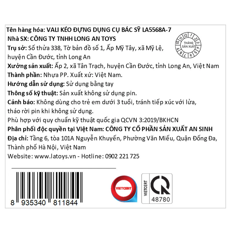 Đồ chơi vali kéo đựng dụng cụ bác sĩ LATOYS LA5568A-7 (27 chi tiết) 8