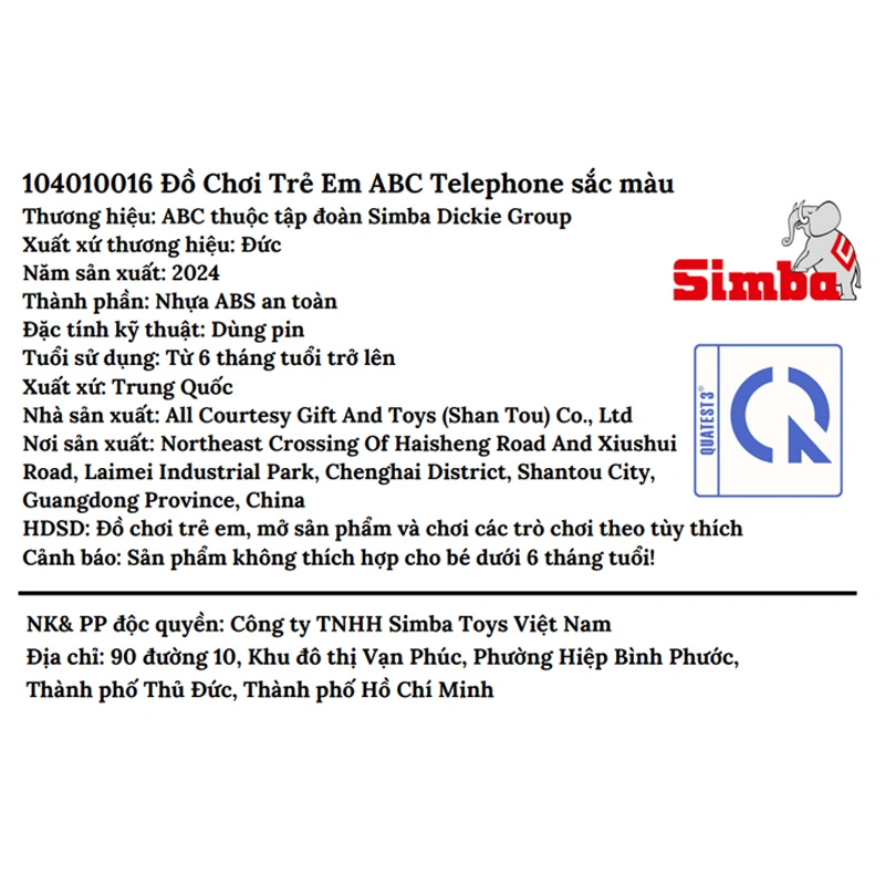 Đồ chơi telephone sắc màu ABC 10