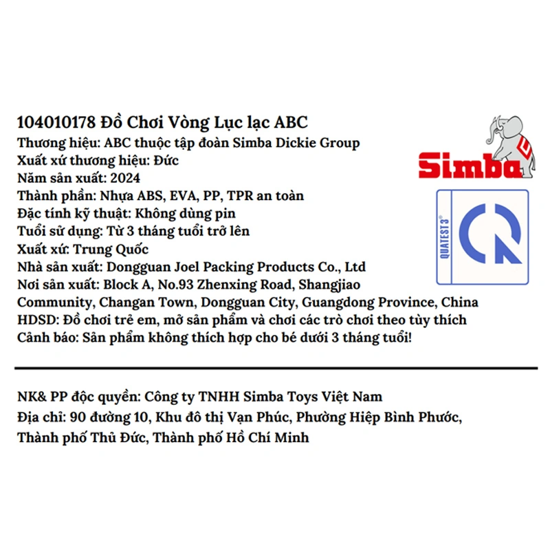 Đồ chơi vòng lục lạc ABC 3