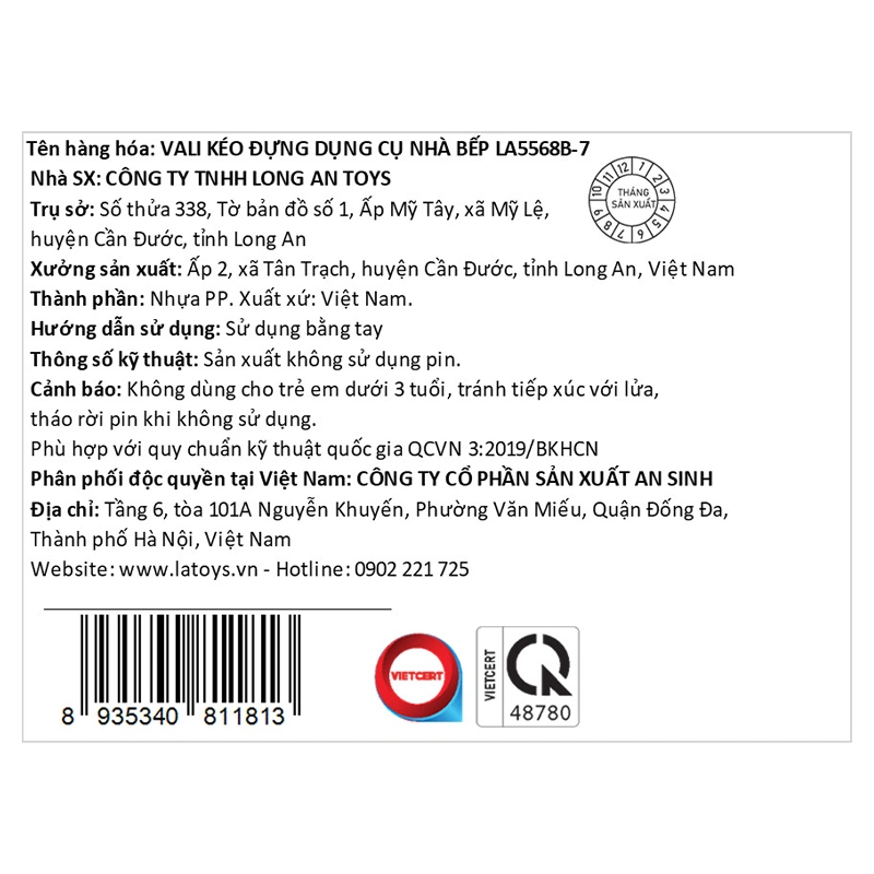 Đồ chơi vali kéo đựng dụng cụ nhà bếp LATOYS LA5568B-7 (21 chi tiết) 11