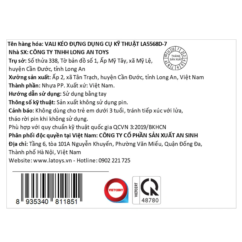 Đồ chơi vali kéo đựng dụng cụ kỹ thuật LATOYS LA5568D-7 (27 chi tiết) 5