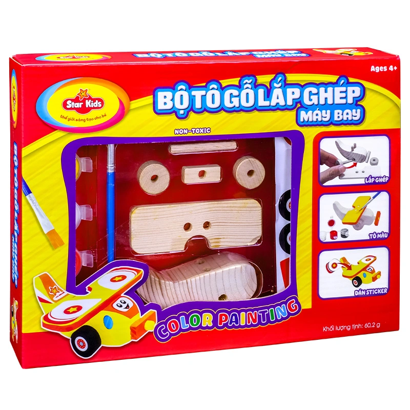 Bộ đồ chơi tô gỗ lắp ghép máy bay Star Kids K-224 2