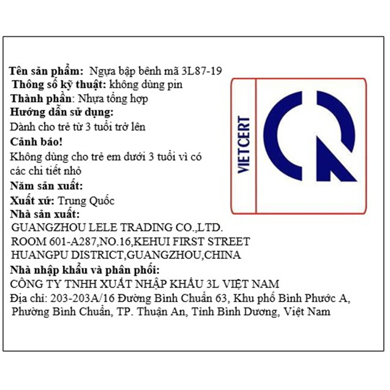 Đồ chơi ngựa bập bênh 3L 3L87-19 - Màu ngẫu nhiên 8