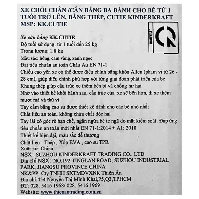 Xe chòi chân 3 bánh Kinderkraft KK.CUTIE - Màu xanh ngọc (từ 1 tuổi) 7