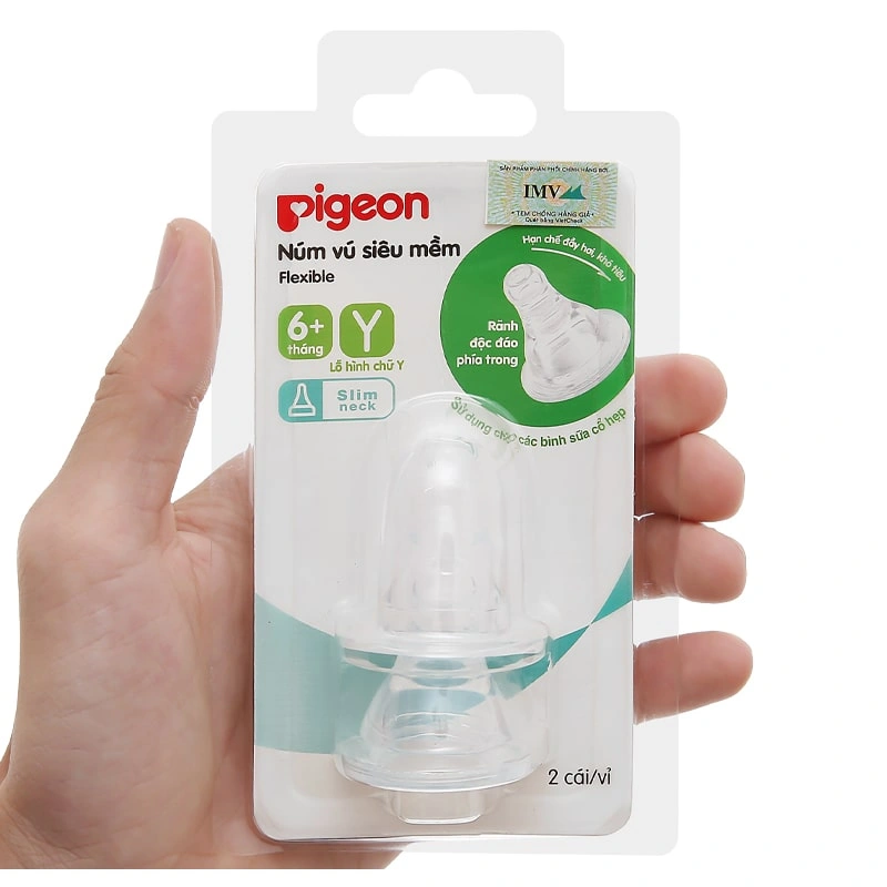 Bộ 2 núm ti Pigeon siêu mềm cổ hẹp size Y (6 - 9 tháng) 6