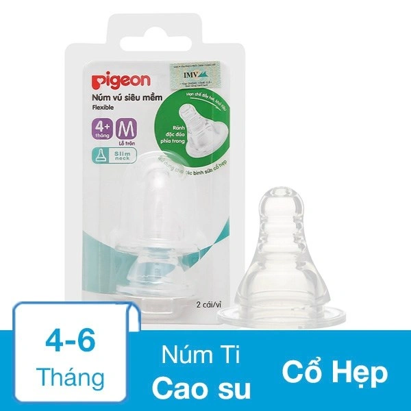 Bộ 2 núm ti Pigeon siêu mềm cổ hẹp size L (từ 9 tháng) 20