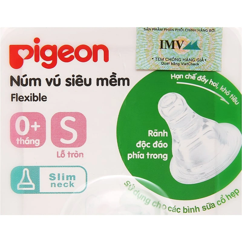 Bộ 2 núm ti Pigeon siêu mềm cổ hẹp size Y (6 - 9 tháng) 12