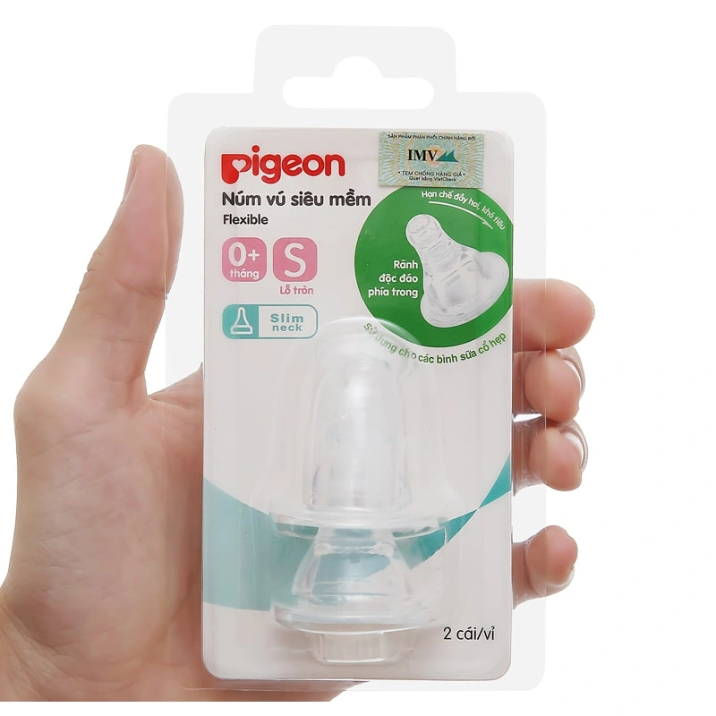 Bộ 2 núm ti Pigeon siêu mềm cổ hẹp size Y (6 - 9 tháng) 11