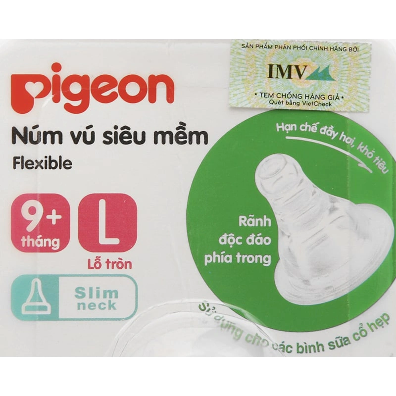 Bộ 2 núm ti Pigeon siêu mềm cổ hẹp size Y (6 - 9 tháng) 18