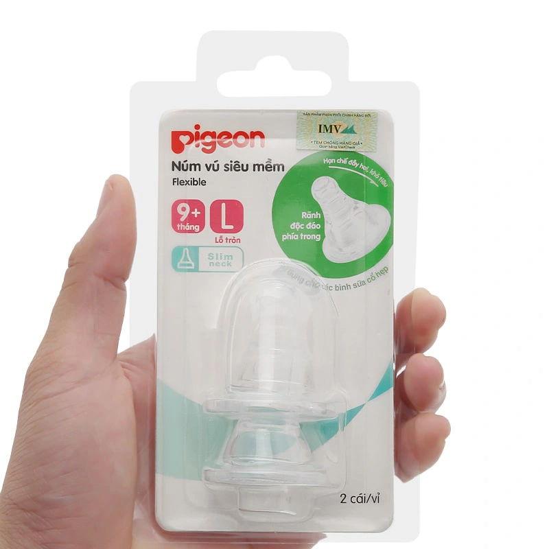 Bộ 2 núm ti Pigeon siêu mềm cổ hẹp size Y (6 - 9 tháng) 17