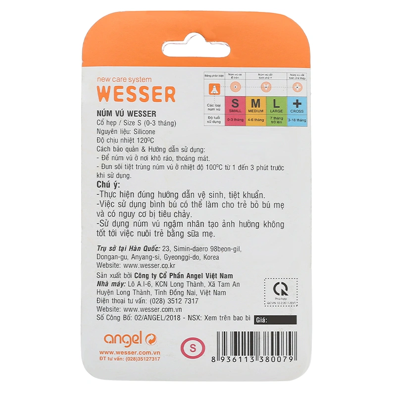 Bộ 2 núm ti Wesser cổ hẹp size S (0 - 3 tháng) 3