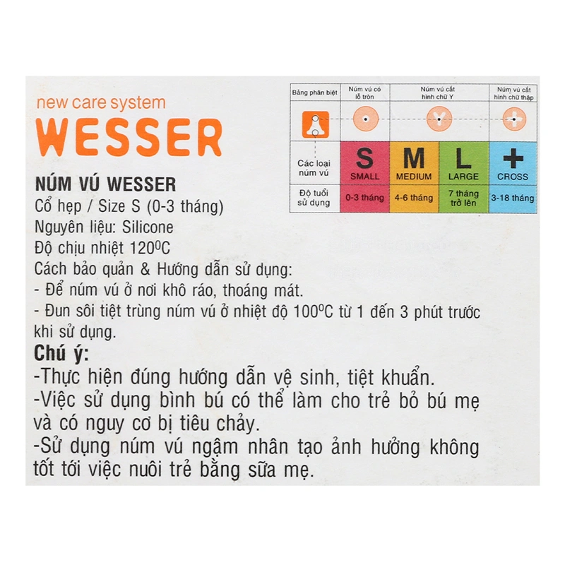 Bộ 2 núm ti Wesser cổ hẹp size S (0 - 3 tháng) 7