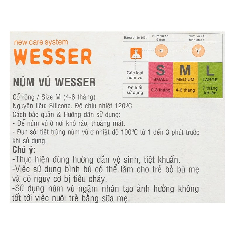 Bộ 2 núm ti Wesser cổ rộng size M (4 - 6 tháng) 6