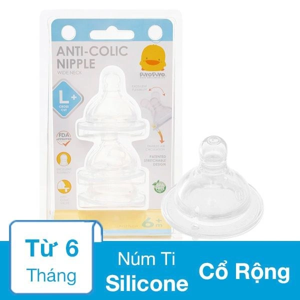 Bộ 3 núm ti PIYOPIYO chống đầy hơi PY830476 cổ rộng size L (từ 6 tháng) 1
