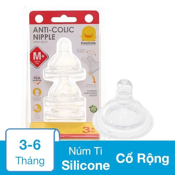 Bộ 3 núm ti PIYOPIYO chống đầy hơi PY830476 cổ rộng size L (từ 6 tháng) 5