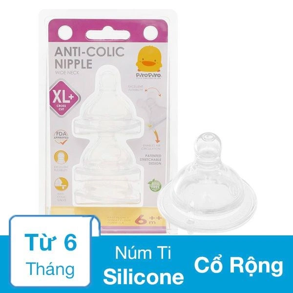 Bộ 3 núm ti PIYOPIYO chống đầy hơi PY830476 cổ rộng size L (từ 6 tháng) 3