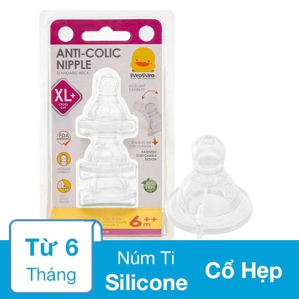 Bộ 3 núm ti PIYOPIYO chống đầy hơi PY830849 cổ hẹp size M (từ 3 tháng) 5