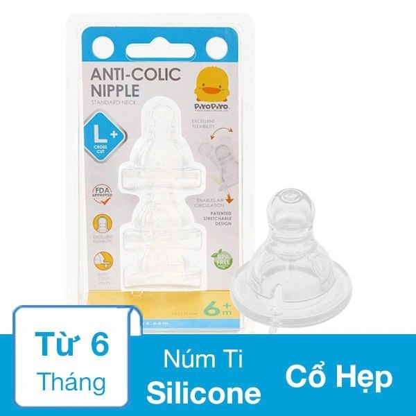 Bộ 3 núm ti PIYOPIYO chống đầy hơi PY830849 cổ hẹp size M (từ 3 tháng) 3