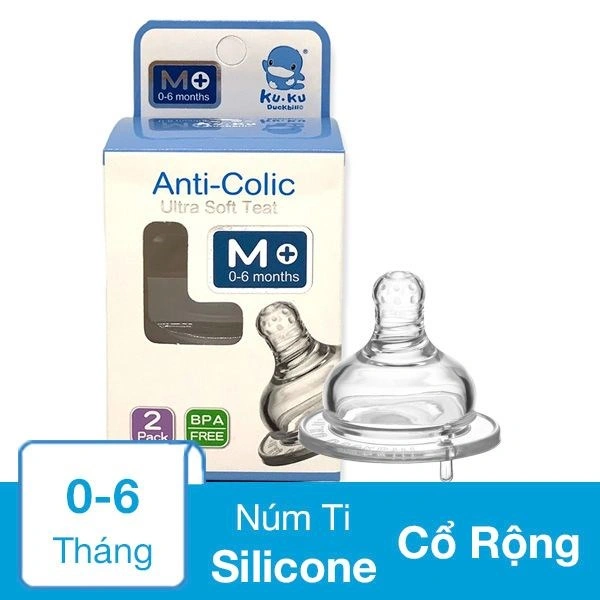 Bộ 2 núm ti KuKu siêu mềm KU5276A cổ rộng size M (0 - 6 tháng) 1