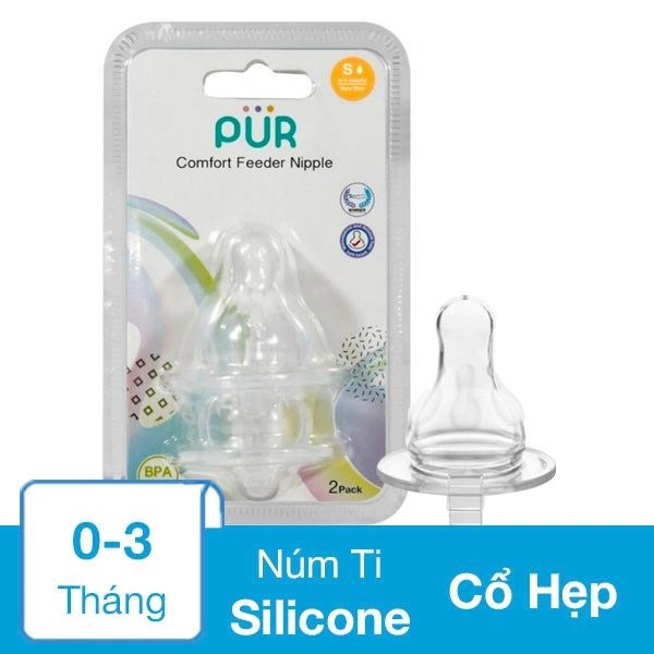 Bộ 2 núm ti Pur Comfort Feeder 1613 cổ hẹp size L (từ 6 tháng) 12