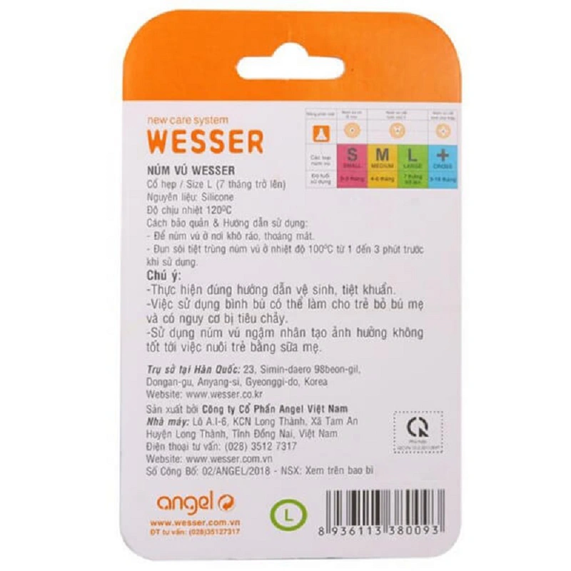 Bộ 2 núm ti Wesser cổ hẹp size S (0 - 3 tháng) 8