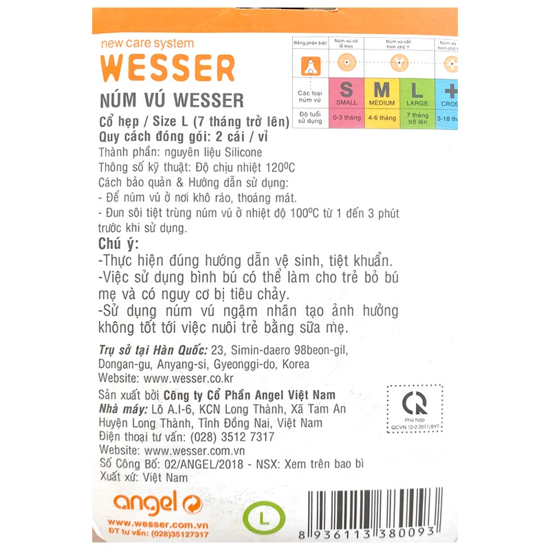 Bộ 2 núm ti Wesser cổ hẹp size S (0 - 3 tháng) 9