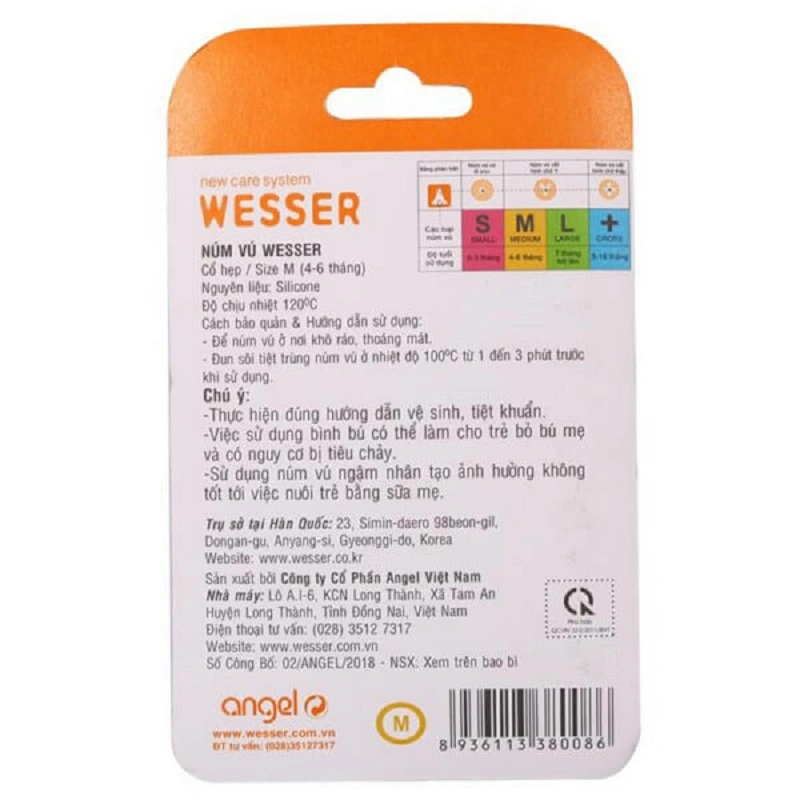 Bộ 2 núm ti Wesser cổ hẹp size S (0 - 3 tháng) 15