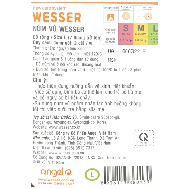 Bộ 2 núm ti Wesser cổ rộng size M (4 - 6 tháng) 8