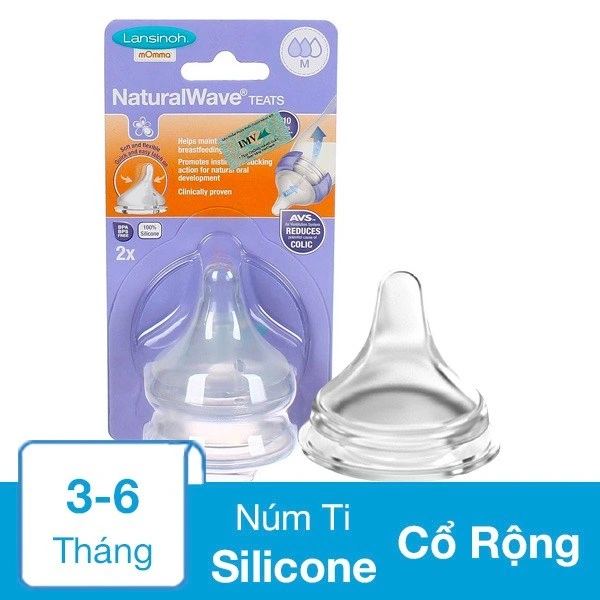 Bộ 2 núm ti Lansinoh cổ rộng size M (3 - 6 tháng) 1