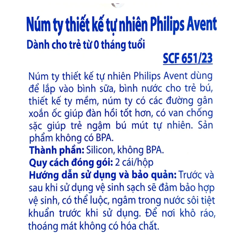 Bộ 2 núm ti Philips Avent SCF652/23 cổ rộng size 2 (1 - 3 tháng) 19