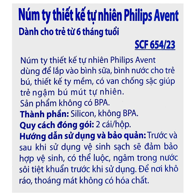 Bộ 2 núm ti Philips Avent SCF654/23 cổ rộng size 4 (6 - 9 tháng) 10