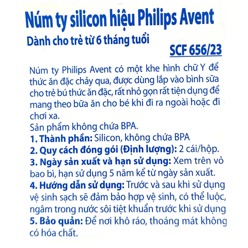 Bộ 2 núm ti Philips Avent SCF656/23 cổ rộng size Y (từ 6 tháng) 6