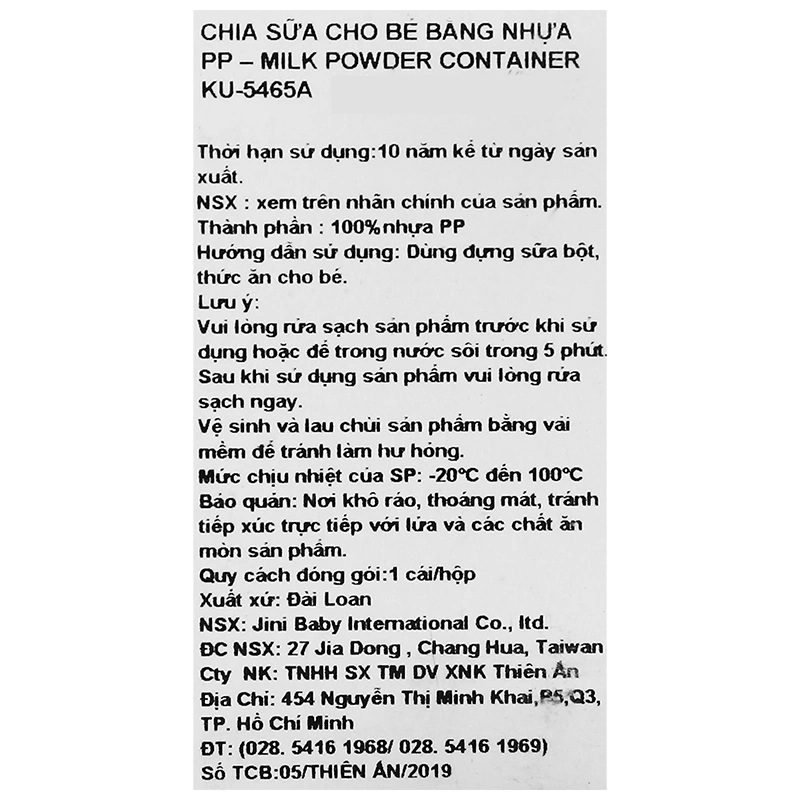 Hộp chia sữa 3 ngăn bằng nhựa PP KuKu KU5465A 5