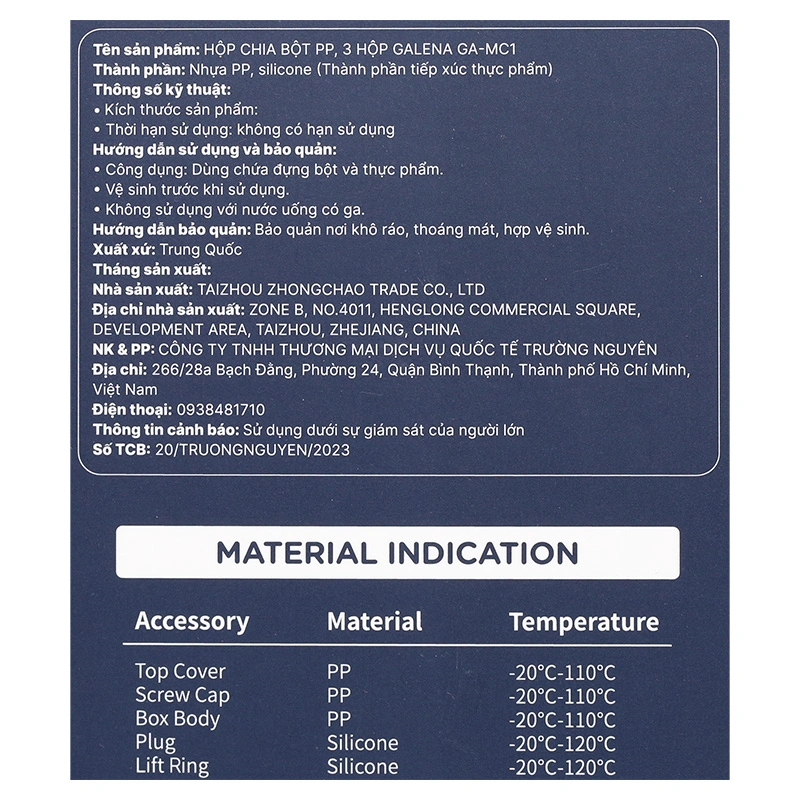 3 hộp chia sữa bằng nhựa PP, silicone Galena GA-MC1 300 ml 10