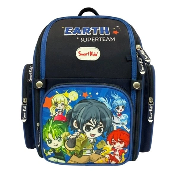Balo chống gù cho bé Smartkids Super Team-Earth B-013 xanh đen 1