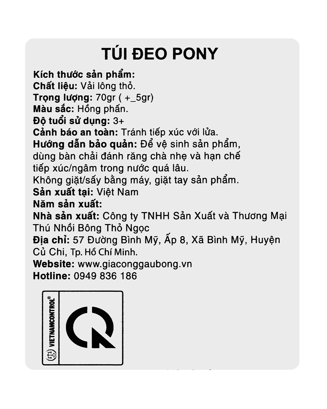 Túi đeo cho bé mẫu giáo Thỏ Ngọc Pony hồng 10