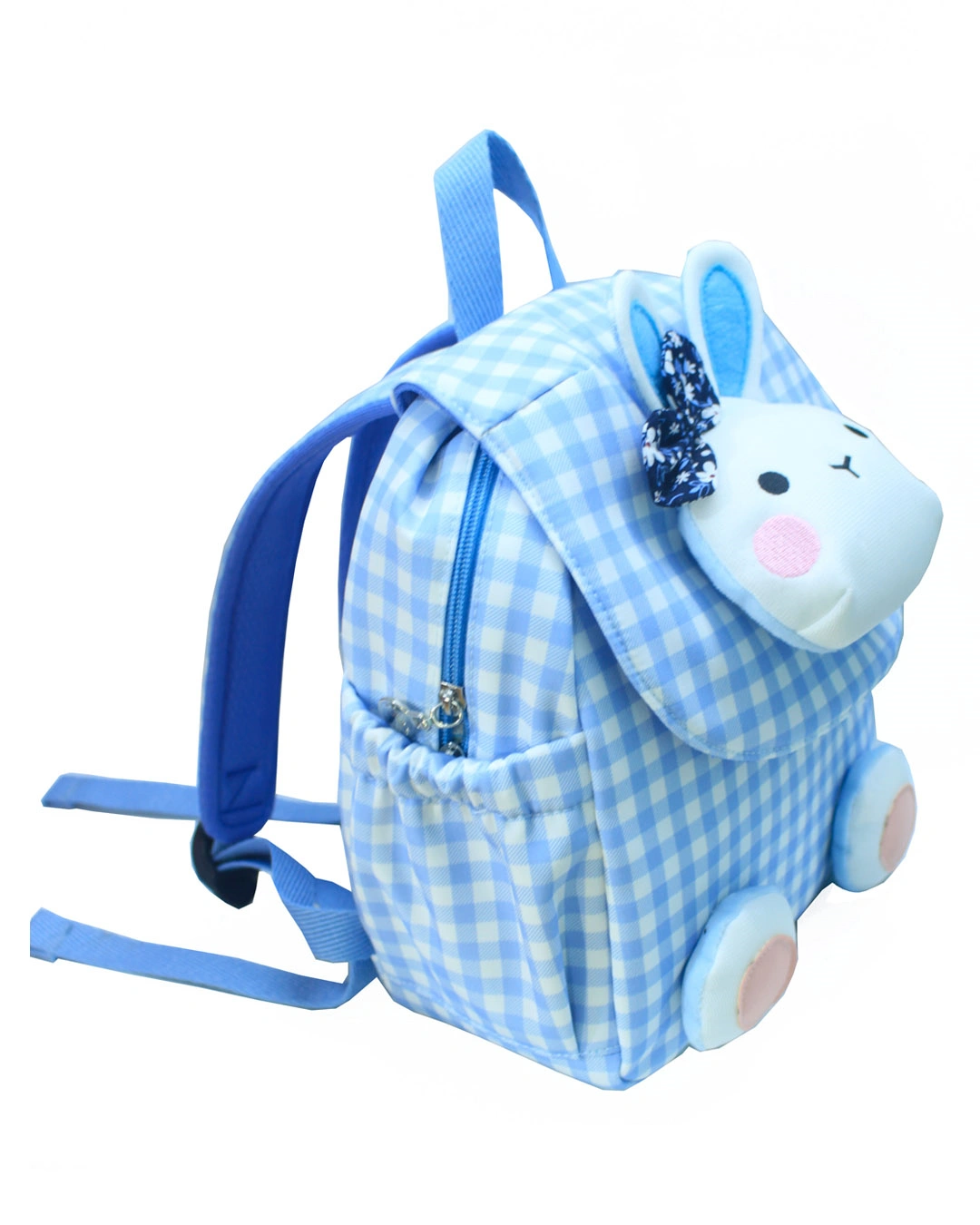 Balo cho bé mẫu giáo Tbwin PANNA8 thỏ caro E2076 xanh dương 3