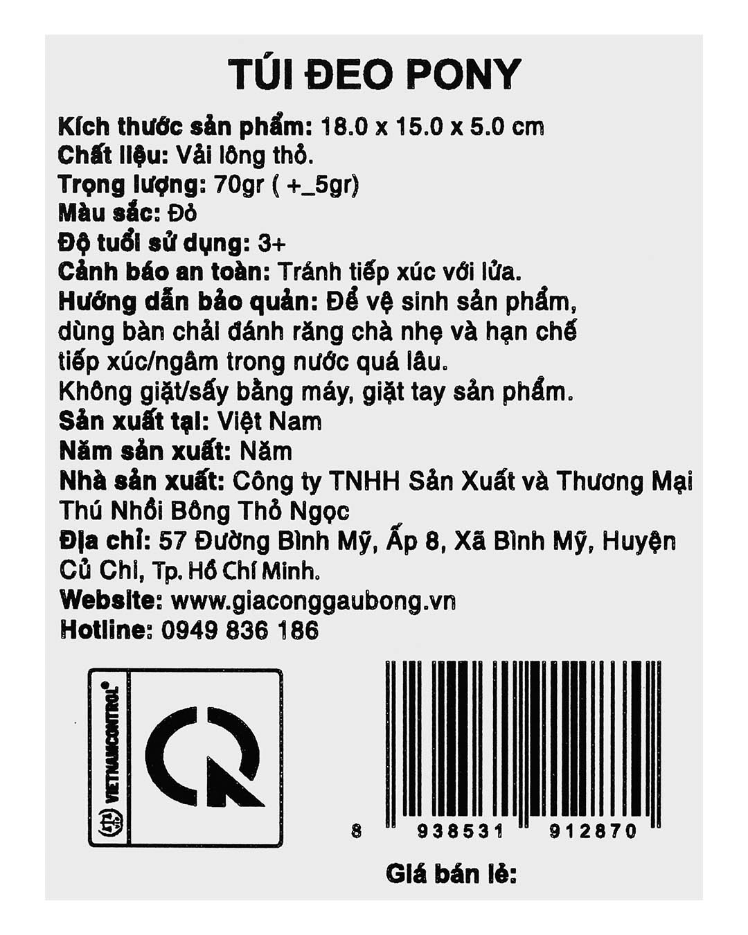 Túi đeo cho bé mẫu giáo Thỏ Ngọc Pony đỏ 10