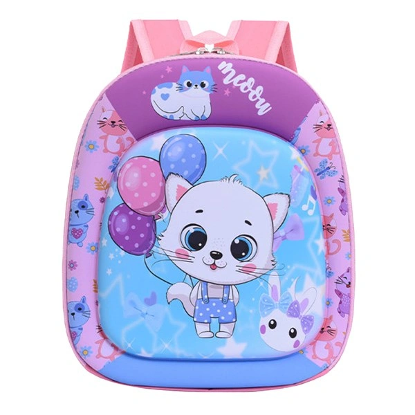 Balo cho bé mẫu giáo Á Châu mèo 3D tím - hồng 1
