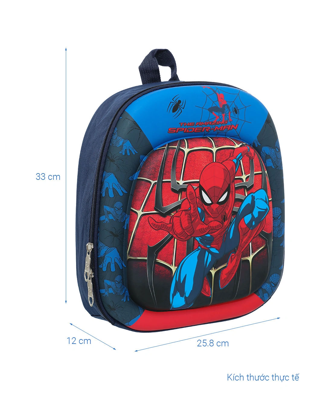 Balo cho bé mẫu giáo Á Châu Spider Man 3D xanh đen 10