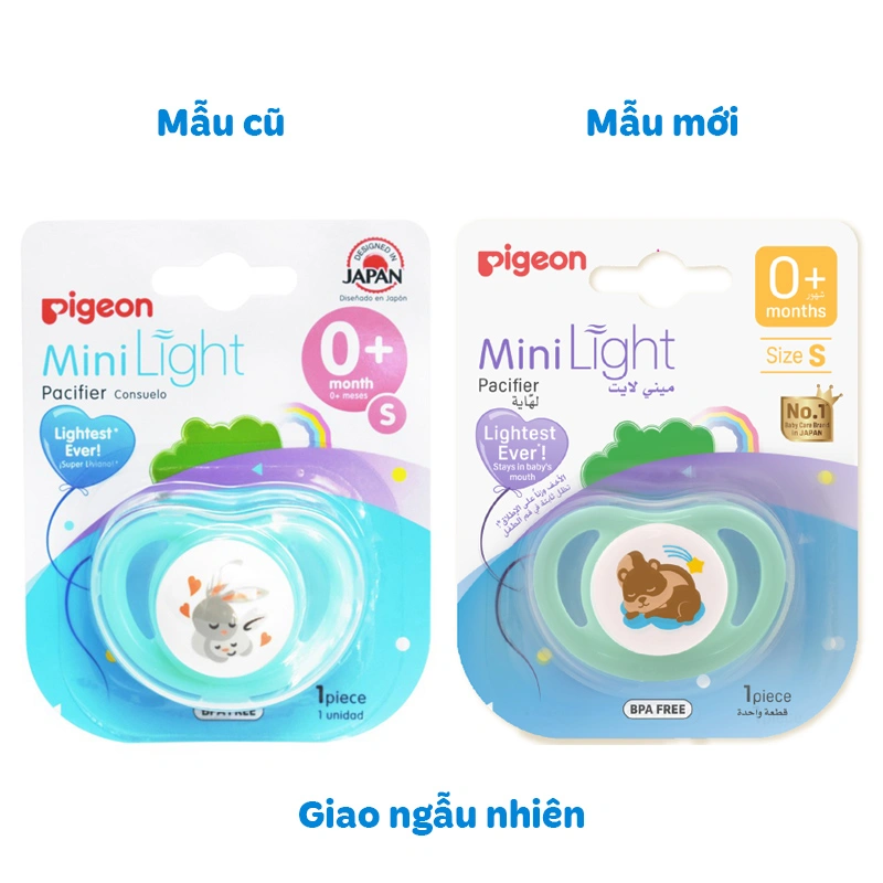Ti ngậm Pigeon kèm nắp Mini Light size M (6 - 12 tháng) - Màu ngẫu nhiên 10