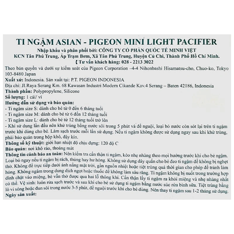 Ti ngậm Pigeon kèm nắp Mini Light size M (6 - 12 tháng) - Màu ngẫu nhiên 9