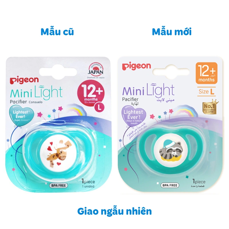 Ti ngậm Pigeon kèm nắp Mini Light size M (6 - 12 tháng) - Màu ngẫu nhiên 19
