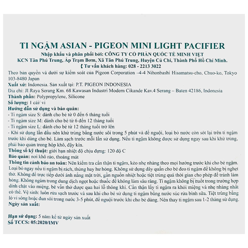 Ti ngậm Pigeon kèm nắp Mini Light size M (6 - 12 tháng) - Màu ngẫu nhiên 27