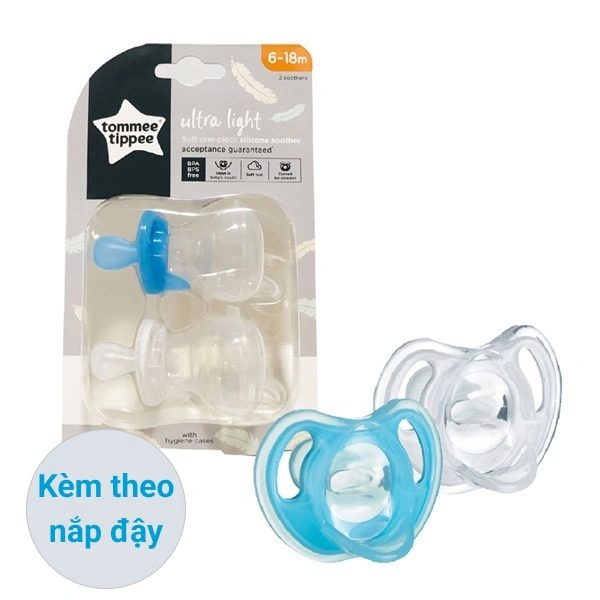 Bộ 2 ti ngậm Tommee Tippee kèm nắp Ultra Light 433453 (6 - 18 tháng) - Màu ngẫu nhiên 1