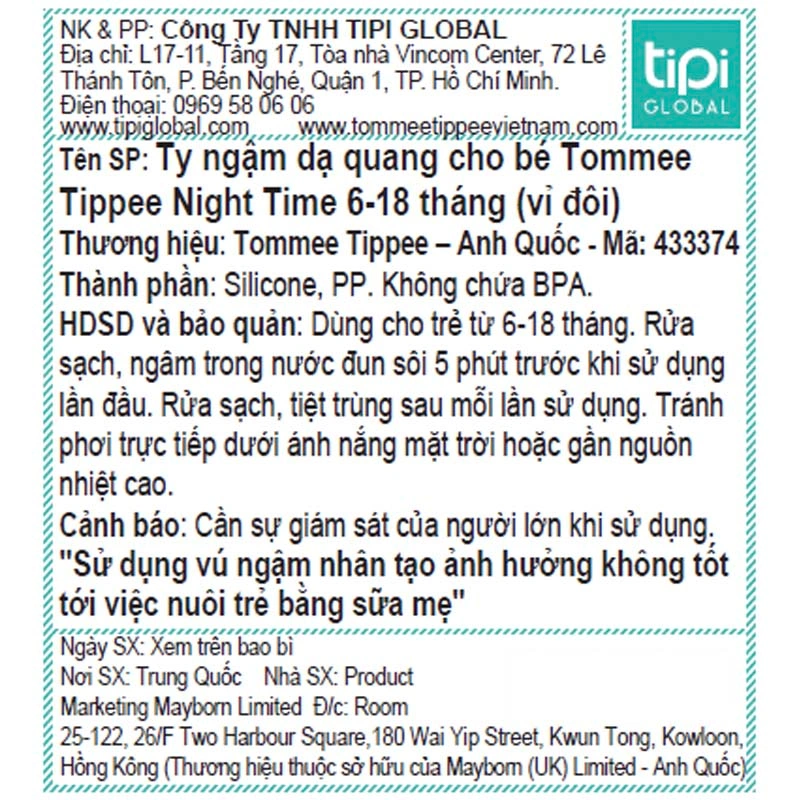 Bộ 2 ti ngậm Tommee Tippee dạ quang Night Time 433374 (6 - 18 tháng) - Màu ngẫu nhiên 7