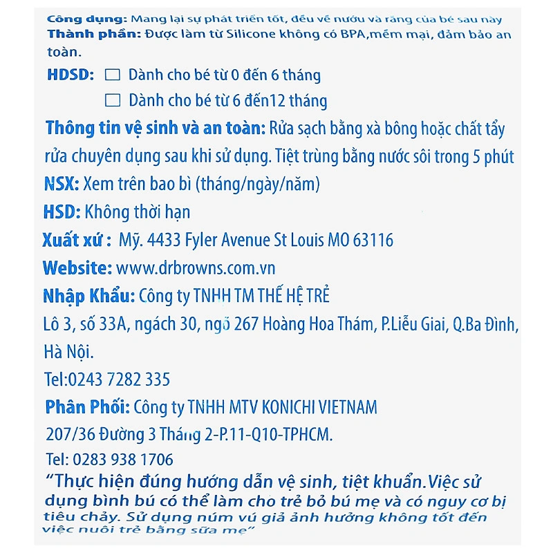 Ti ngậm Dr.Brown's chỉnh nha (0 - 6 tháng) - Màu hồng 8